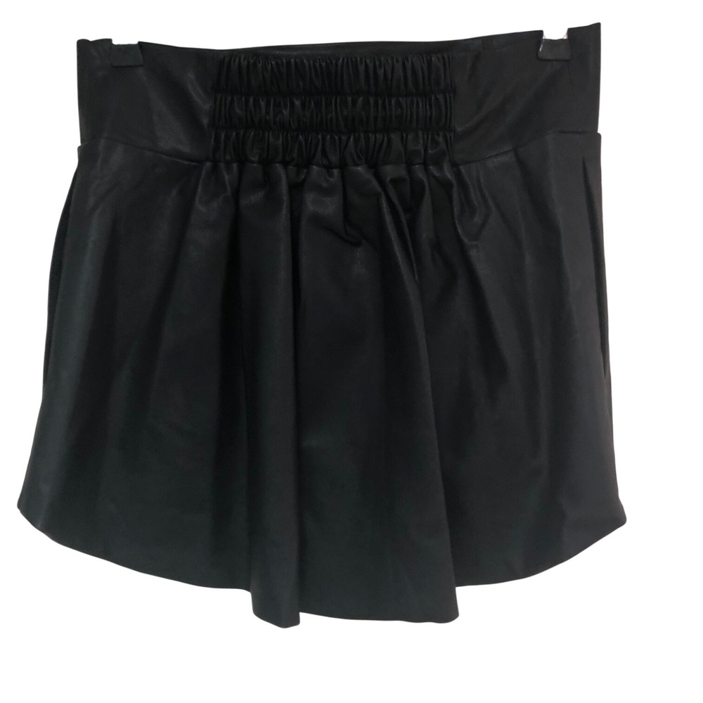Mulla Black Faux Leather Mini Skirt Womens L Edgy Punk Goth Witchy Festival - Picture 4 of 11